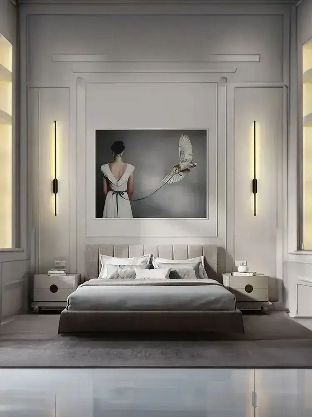 Светильник настенный светодиодный черный, 100см, 21W, бра настенный OutFrame, три режима