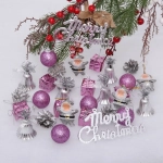 Набор украшений «Весёлая ёлочка» 3 см (32 предмета), фиолетовый/серебро