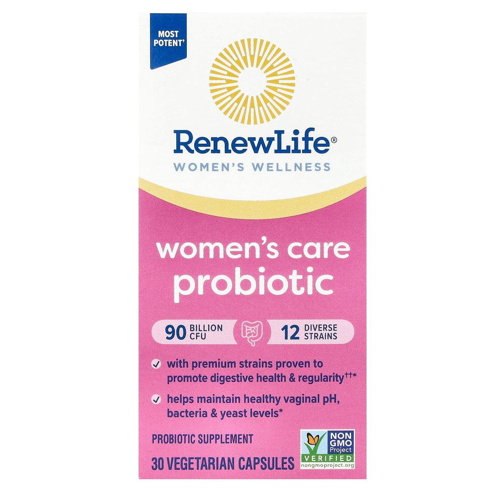 Renew Life, Women's Wellness, пробиотик для женского здоровья, 90 млрд КОЕ, 30 вегетарианских капсул