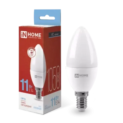 Лампа светодиодная LED-СВЕЧА-VC 11Вт 230В Е14 6500К  ХОЛОДНЫЙ 1050Лм IN HOME