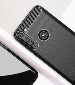 Чехол черного цвета на Motorola G8 Power, серия Carbon от Caseport