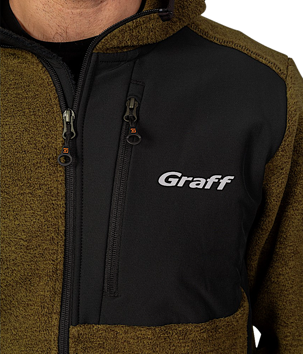 Кофта флисовый Graff 233-P-BL-13 с вставками Коричневые -