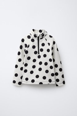 ZARA ФУТБОЛКА В ГОРОШЕК, ЭКРЮ