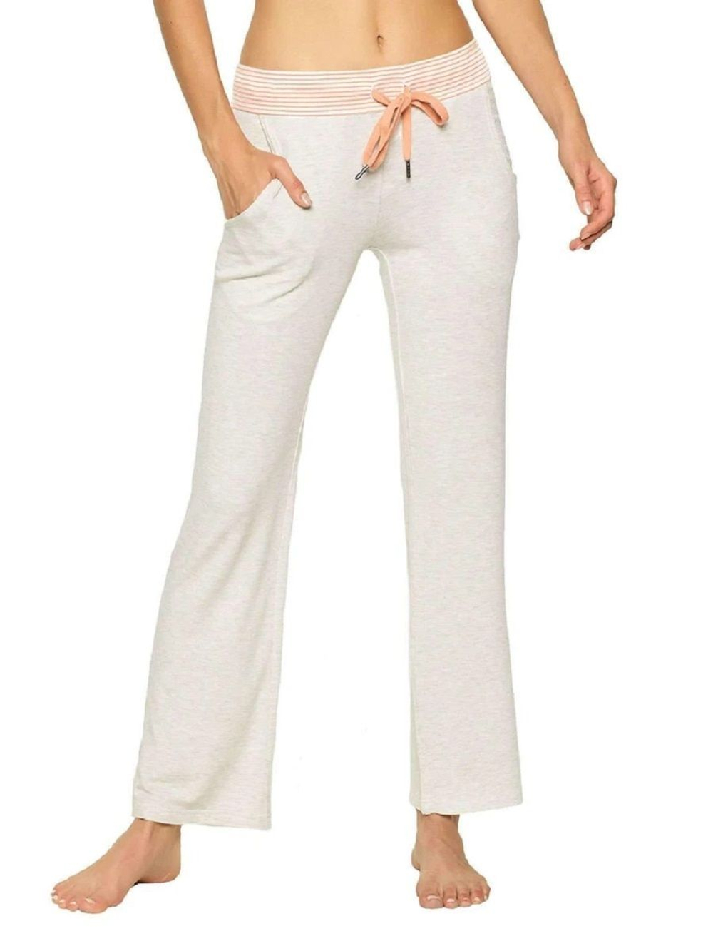 Мягкие брючки с кармашками и контрастным поясом (Размер: XL) (Цвет: коралловый)