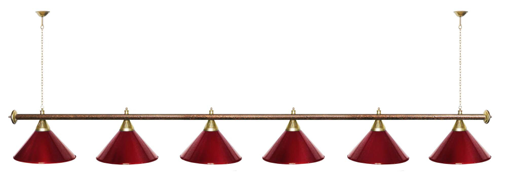 Лампа STARTBILLIARDS 6 пл. (плафоны зеленые,штанга зеленая,фурнитура золото)