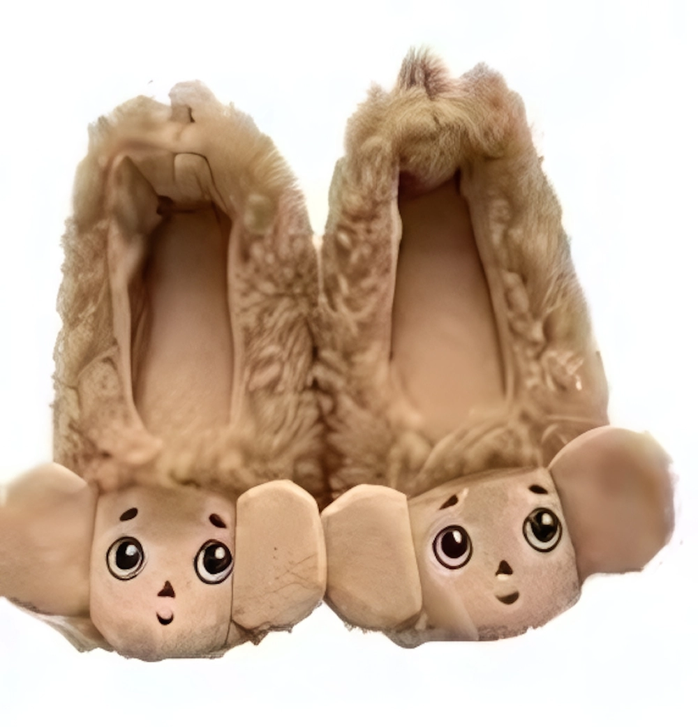 Тапочки-балетки домашние детские «Чебурашка», цвет бежевый, верх-флис, подклад-флис, р 32