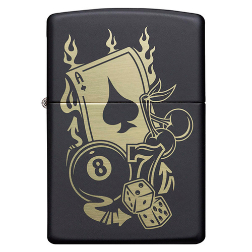 Зажигалка Zippo Gambling Design с покрытием Black Matte