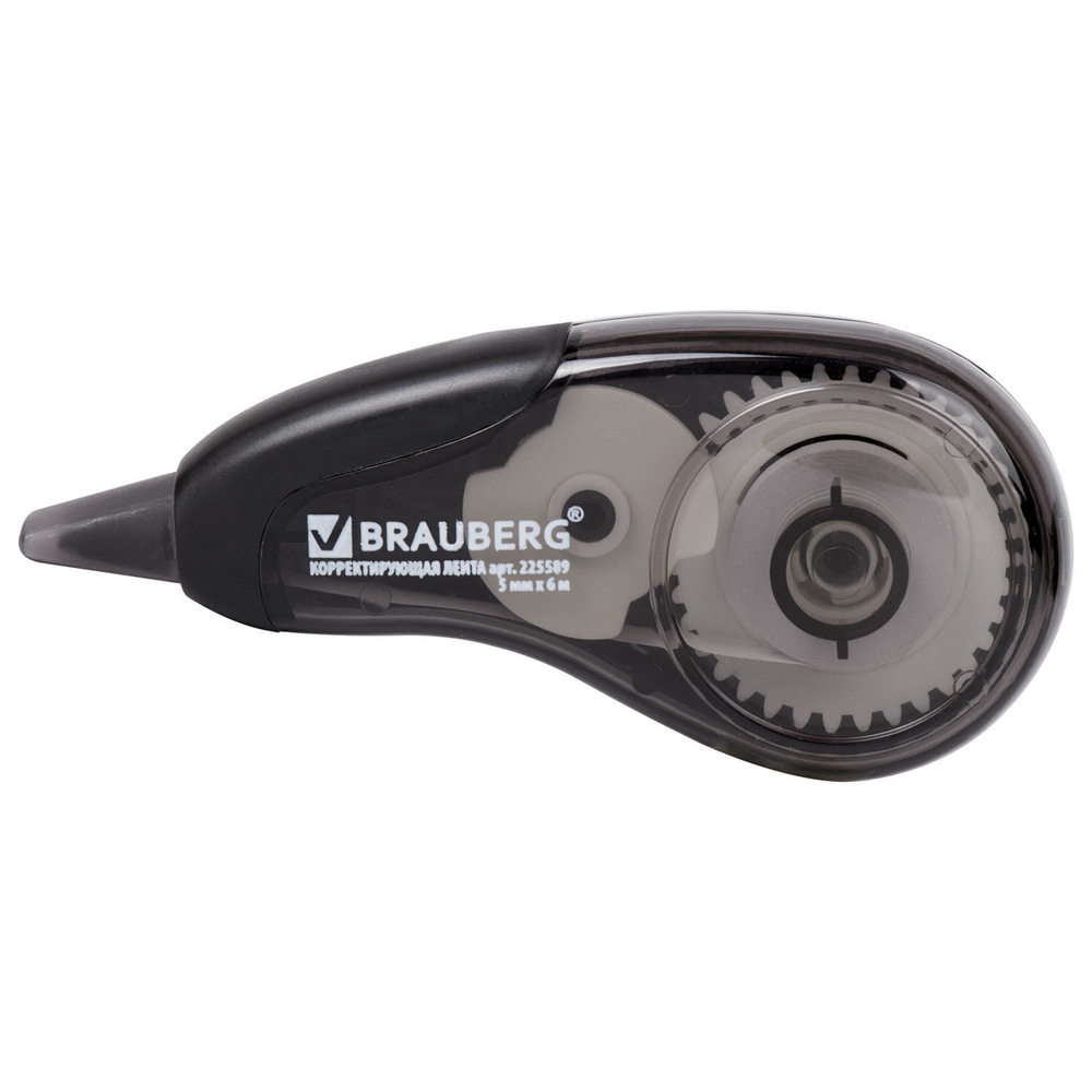 Корректирующая лента BRAUBERG DESIGN ONE 5 мм х 6 м черный корпус в блистере (12 штук в упаковке)