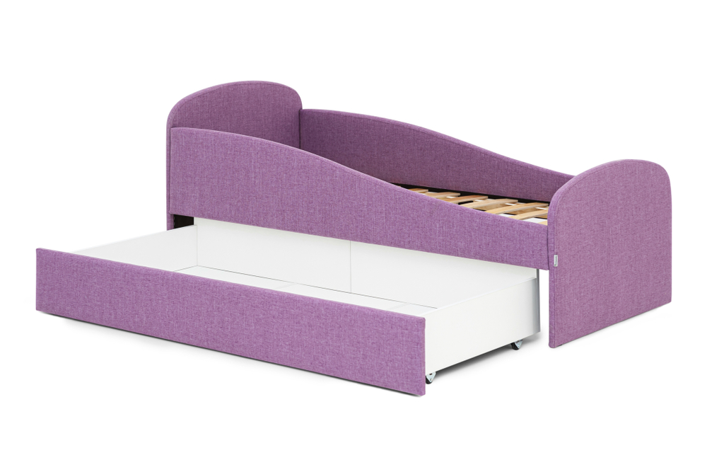 Детская мягкая кровать с ящиком Бельмарко Letmo черничный мусс рогожка