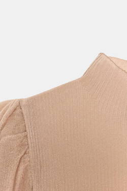 ZARA ПОЛУПРОЗРАЧНЫЙ ТОП С ОБЪЕМНЫМИ РУКАВАМИ, ПЫЛЬНЫЙ РОЗОВЫЙ