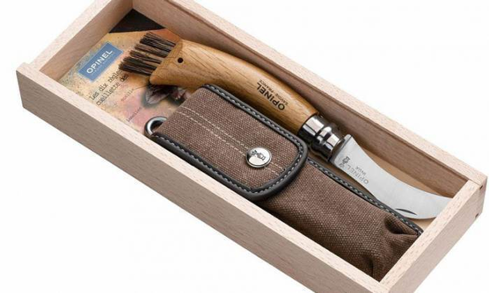 Нож Opinel для грибников 8 с чехлом в футляре