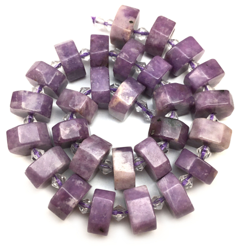 Лепидолит 15х7 мм, бусины - рондели