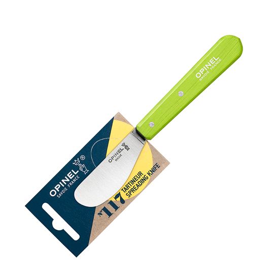 Нож для масла Opinel №117, деревянная рукоять, блистер, нержавеющая сталь, зеленый, 001935
