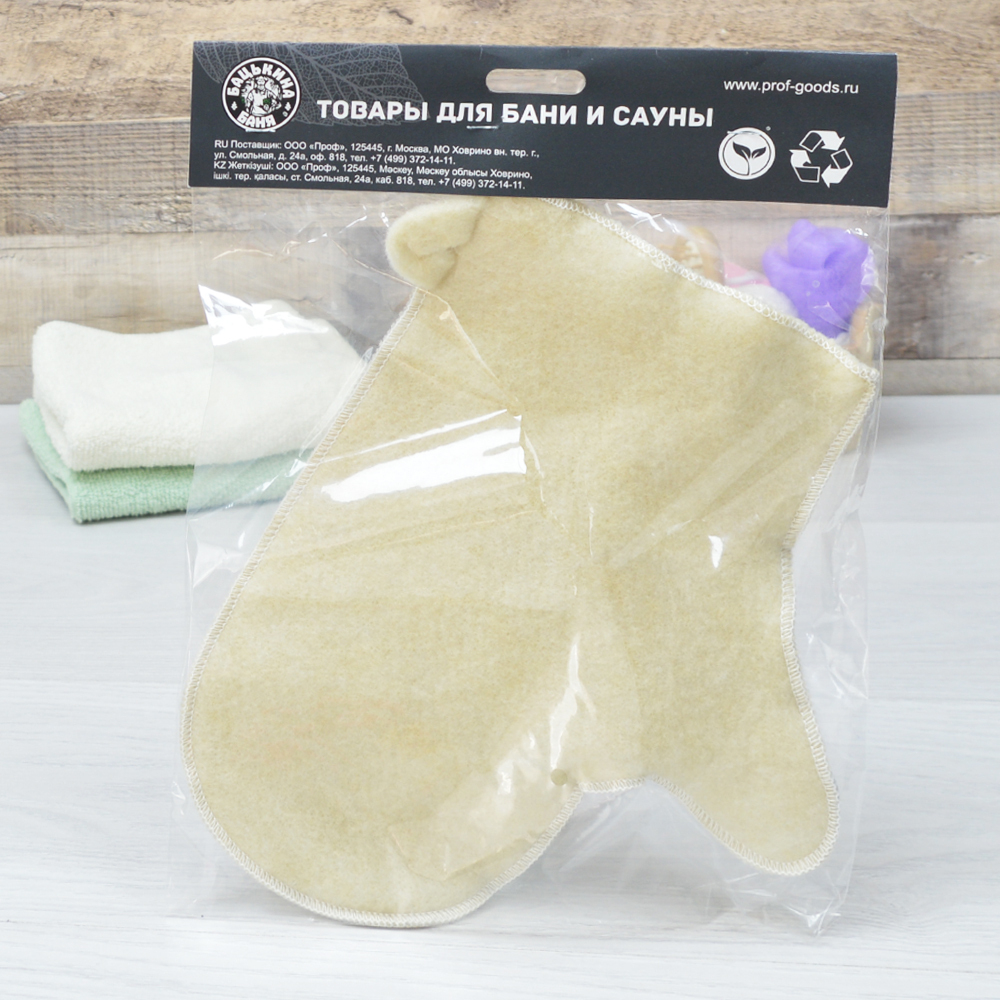 Рукавица для бани белая, тм "Бацькина баня"