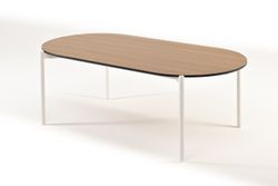 "Диего" журнальный стол из HPL 120х60 H40, каркас белый муар, цвет "дуб"