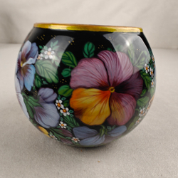 Вазочка с ручной росписью Палех "Анютины глазки"