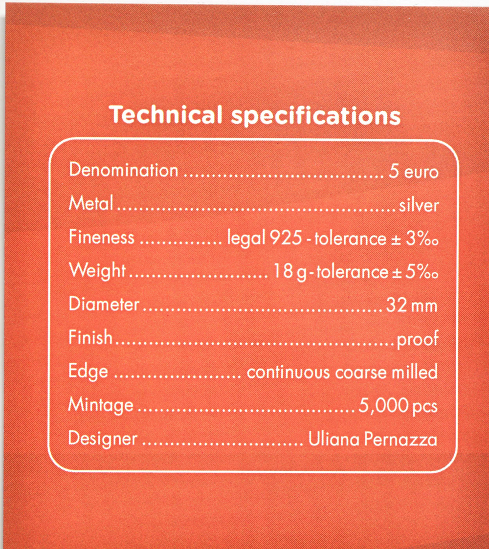 ИТАЛИЯ, 2022, 5 ЕВРО [СЕРЕБРО]