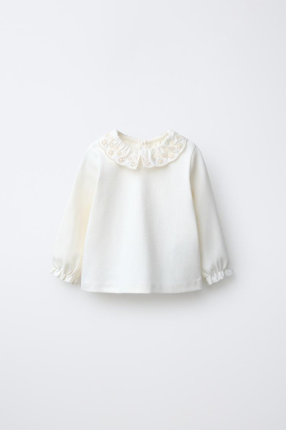 ZARA ТОП С ВЫШИВКОЙ В ШВЕЙЦАРСКОМ СТИЛЕ, ЖЕЛТОВАТО-БЕЛЫЙ