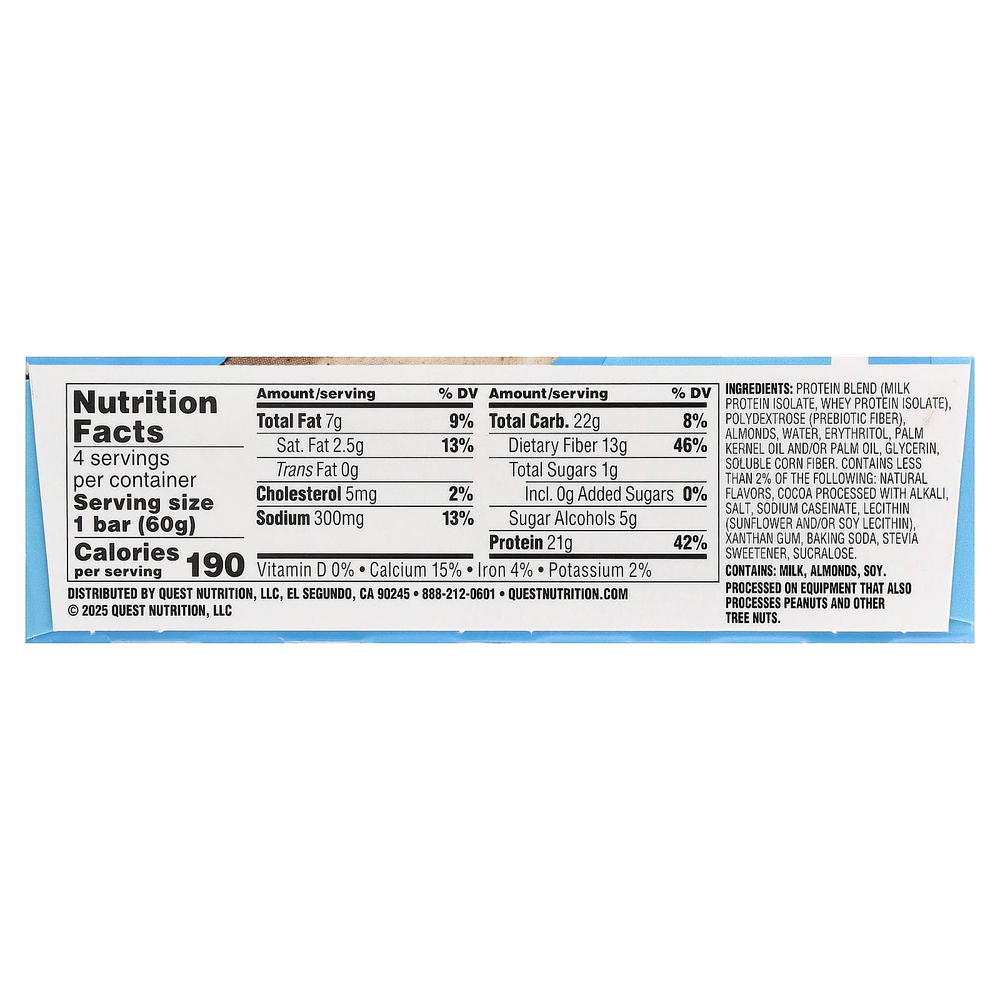 Quest Nutrition, Протеиновый батончик, печенье и крем, 4 батончика, 60 г (2,12 унции) каждый