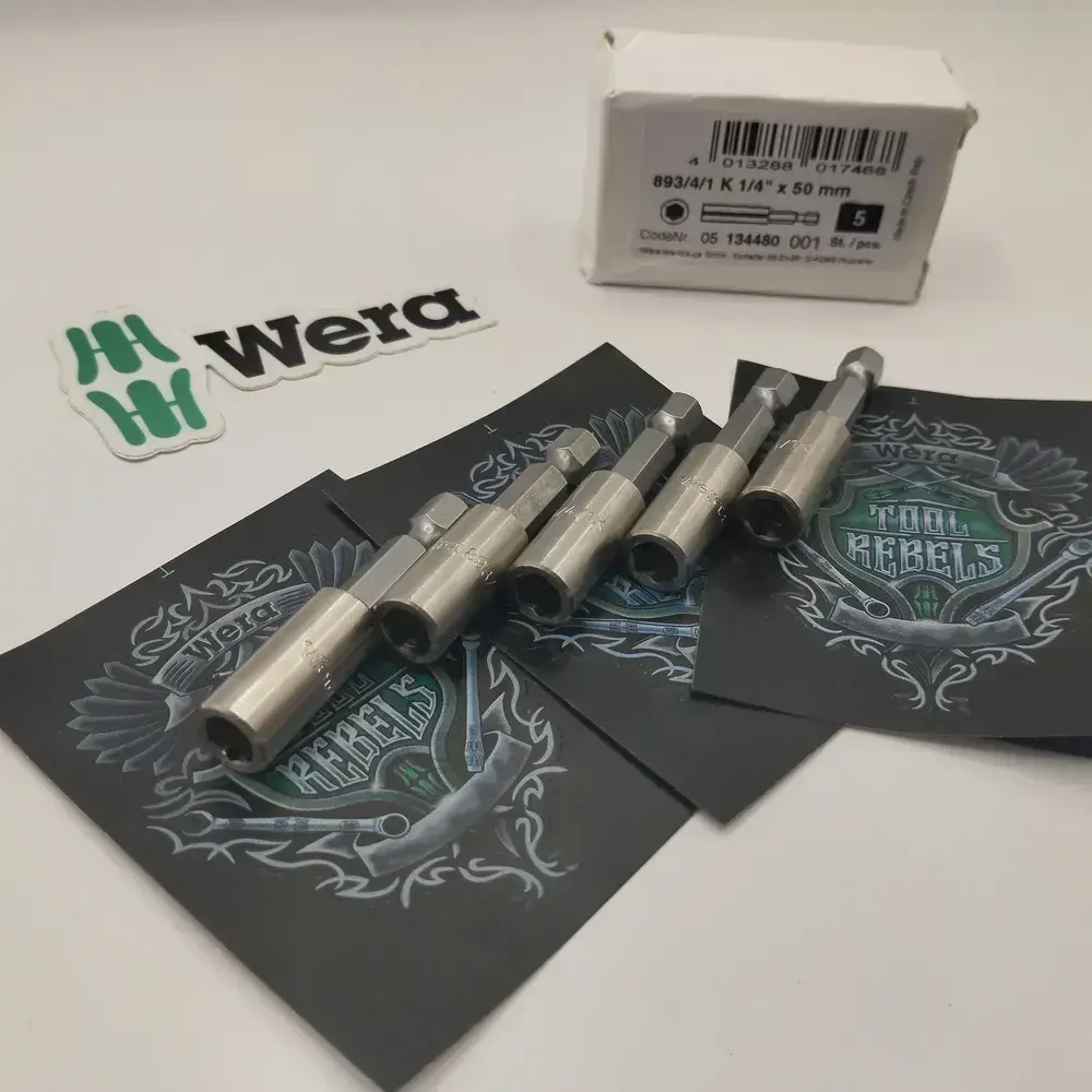 Битодержатель магнитный WERA 893/4/1 K, 50 мм (134480) (Оснастка для шуруповерта с мощным магнитом ) Адаптер для бит