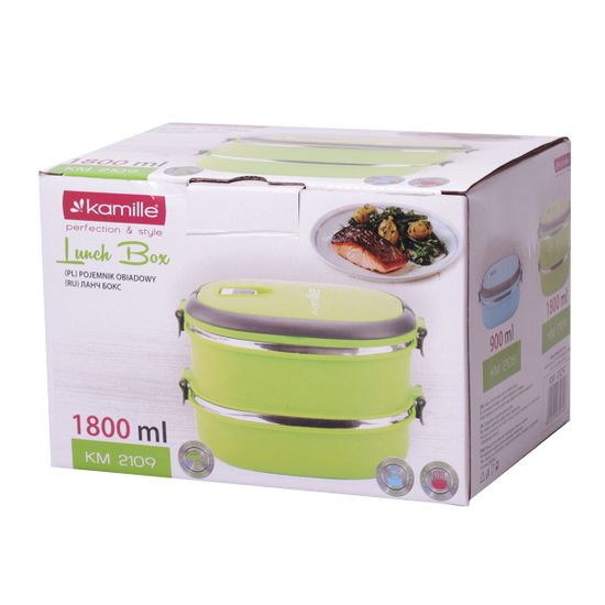 Ланч бокс двойной 1800 мл. Kamille КМ 2109 пластик, нержавеющая сталь