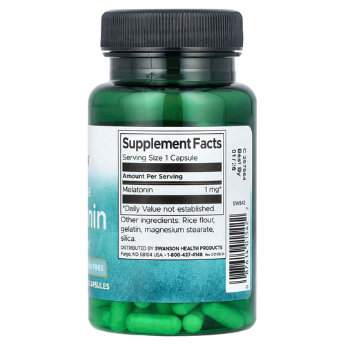 Swanson, Мелатонин в низкой дозе, 1 мг, 120 капсул