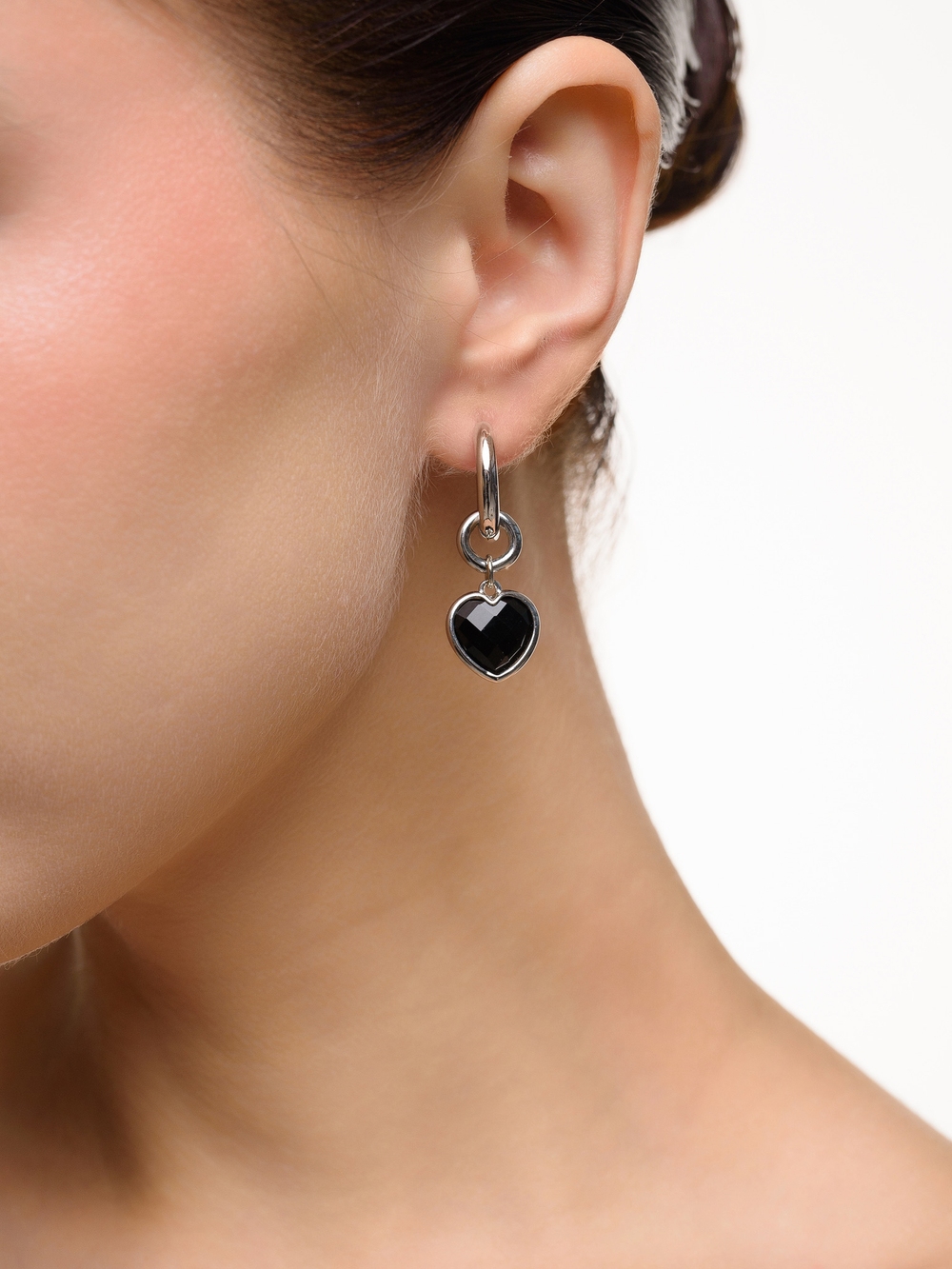 Серьги "Whale Amour" silver черный агат