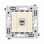 Компьютерная розетка RJ-45 без шторки в стену, кат.6 одинарная экранированная, "Avanti", "Ванильная дымка"