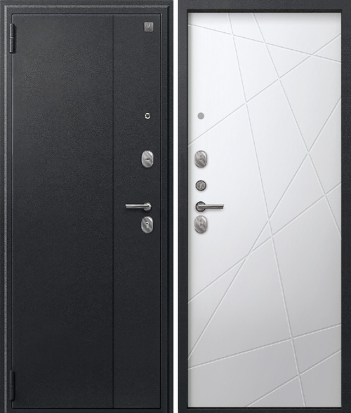 Входная дверь SEZAM A-03 Чёрный сатин - Кашемир белый