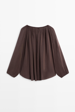 Massimo Dutti Рубашка с длиными рукавами, коричневый