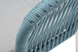 "Марсель" стул плетеный из роупа, каркас алюминий светло-серый (RAL7035) муар, роуп бирюзовый круглый, ткань светло-серая