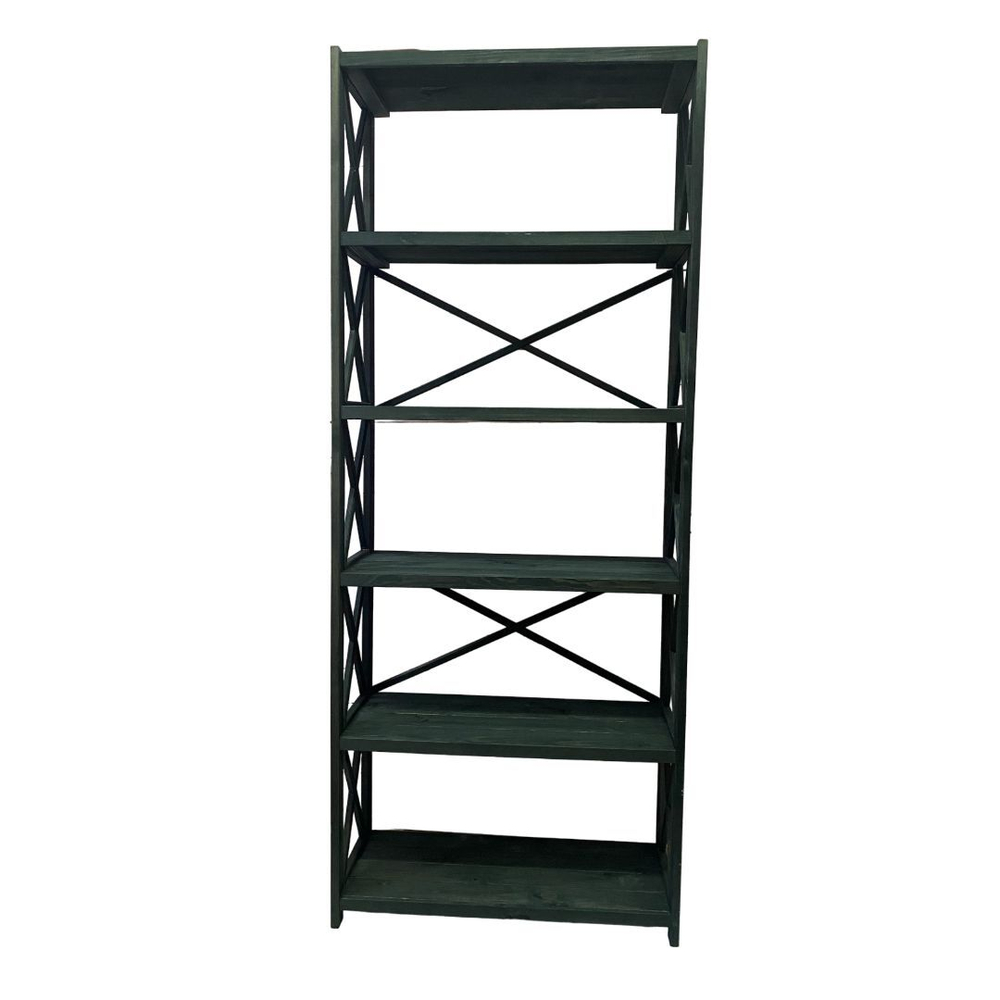 Стеллаж деревянный напольный Юск из массива сосны 6 полок, изумрудный