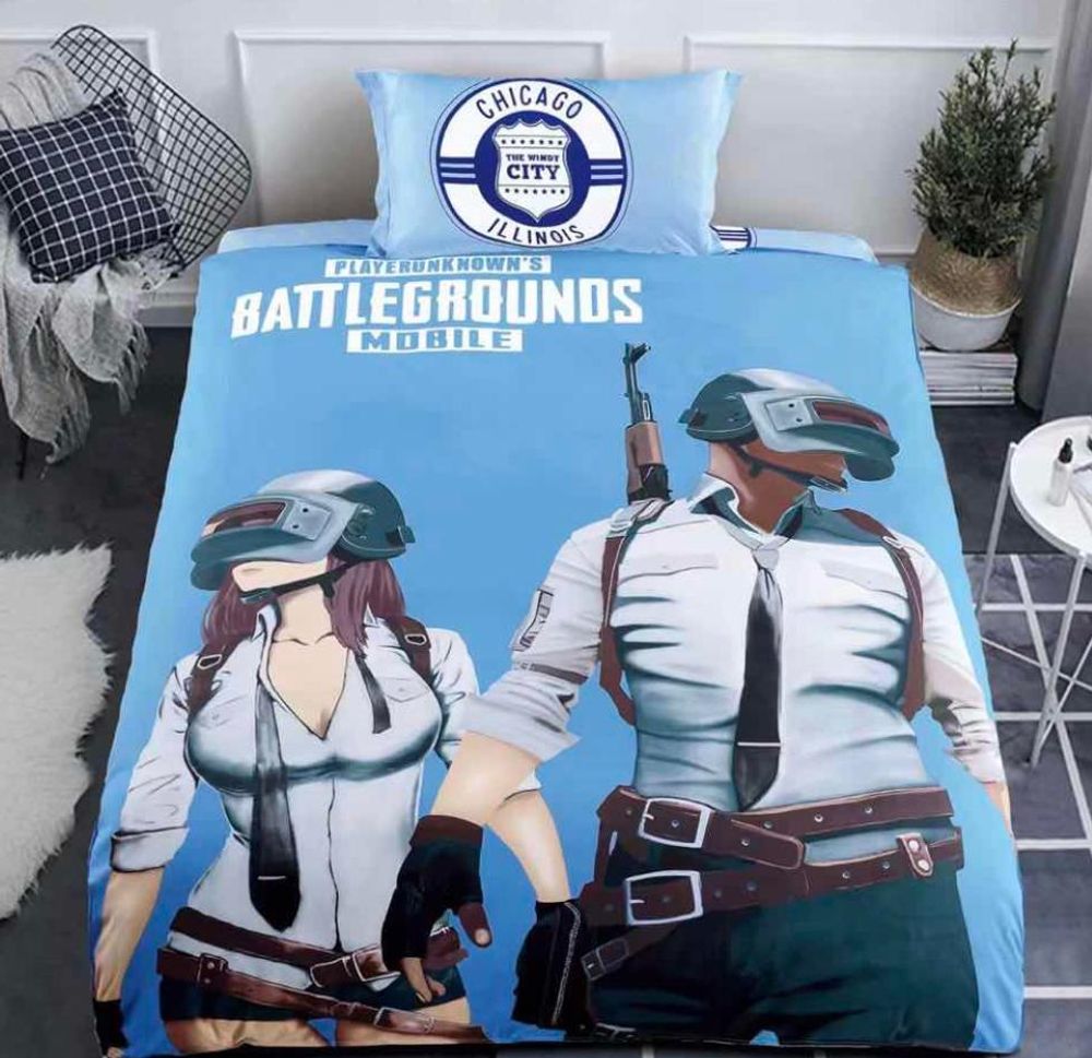 Постельное белье 1.5 Полуторка Сатин Детское Battelgrounds Mobile