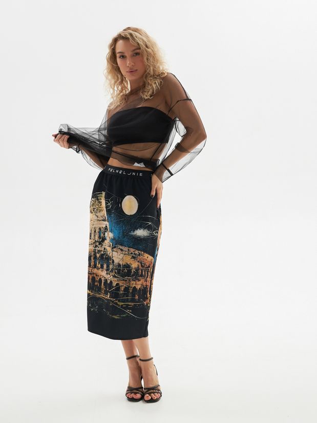 Юбка миди с принтом "РИМ"