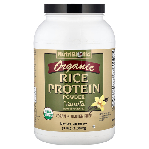 NutriBiotic, Сырой натуральный рисовый белок с ванилью, 3 фунта (1.36 кг)