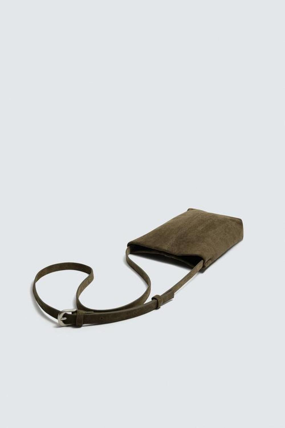 ZARA КОЖАНАЯ СУМКА, ЗЕЛЕНЫЙ ХАКИ