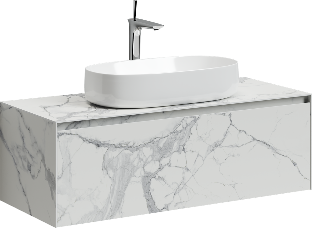 Тумба с раковиной Sancos Stone, 120 см., керамогранит белый, ST120SV