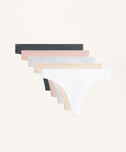 OYSHO Набор из 5 пар трусов-стрингов из хлопковой смеси, темно-синий