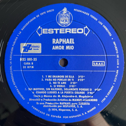 Винтажная виниловая пластинка LP Raphael Рафаэль Amor M o (Испания 1974)