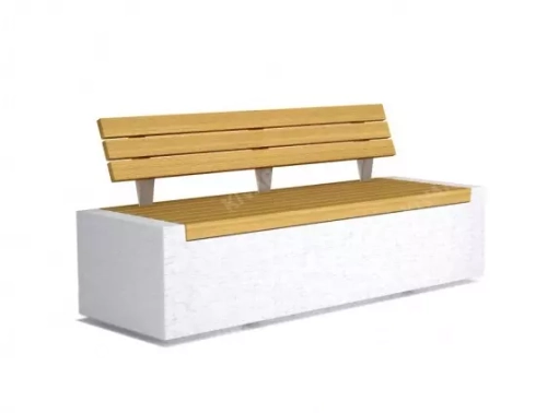 Скамейка бетонная «Бокс» с настилом