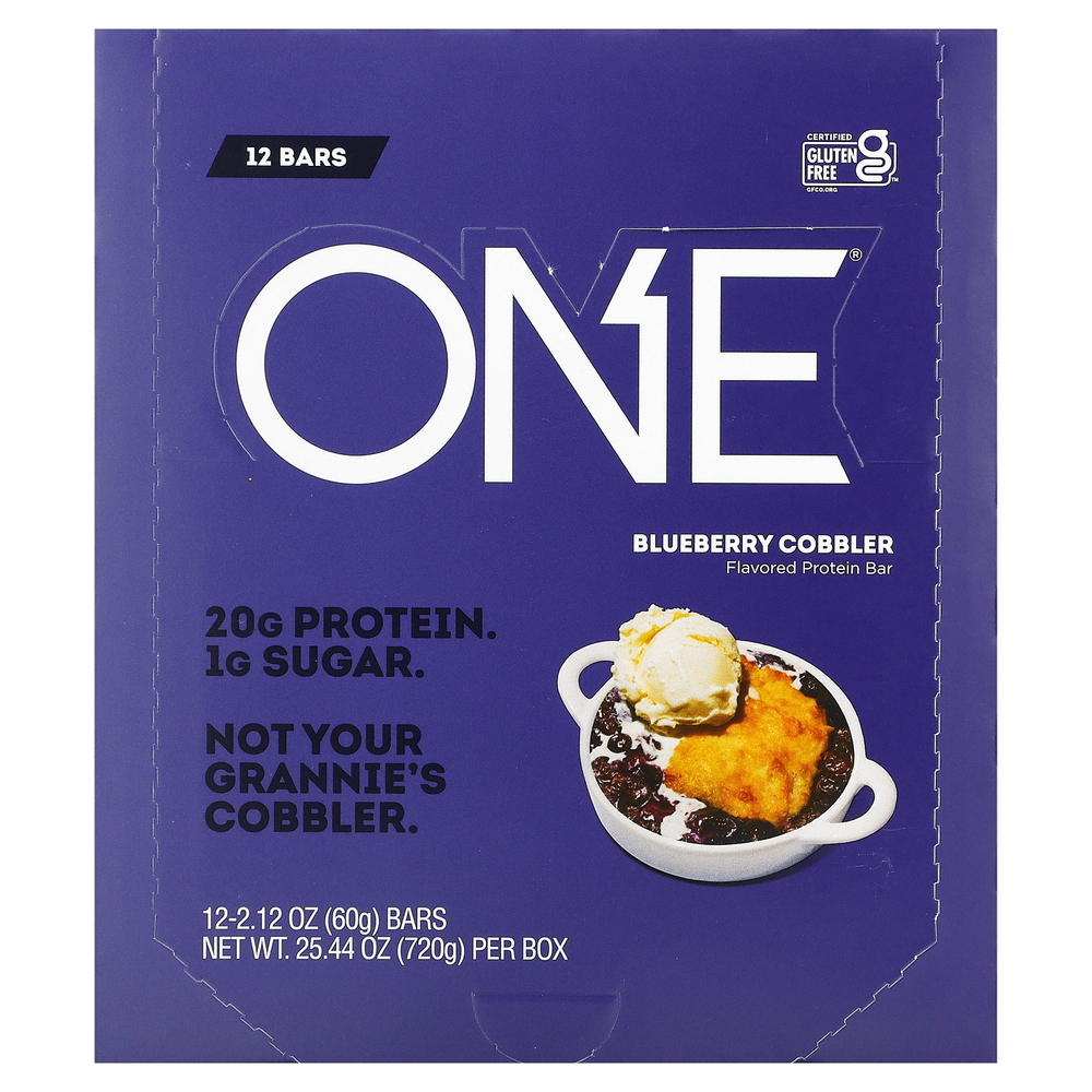 One Brands, ONE Bar, черничный коблер, 12 батончиков, 60 г (2,12 унции) каждый