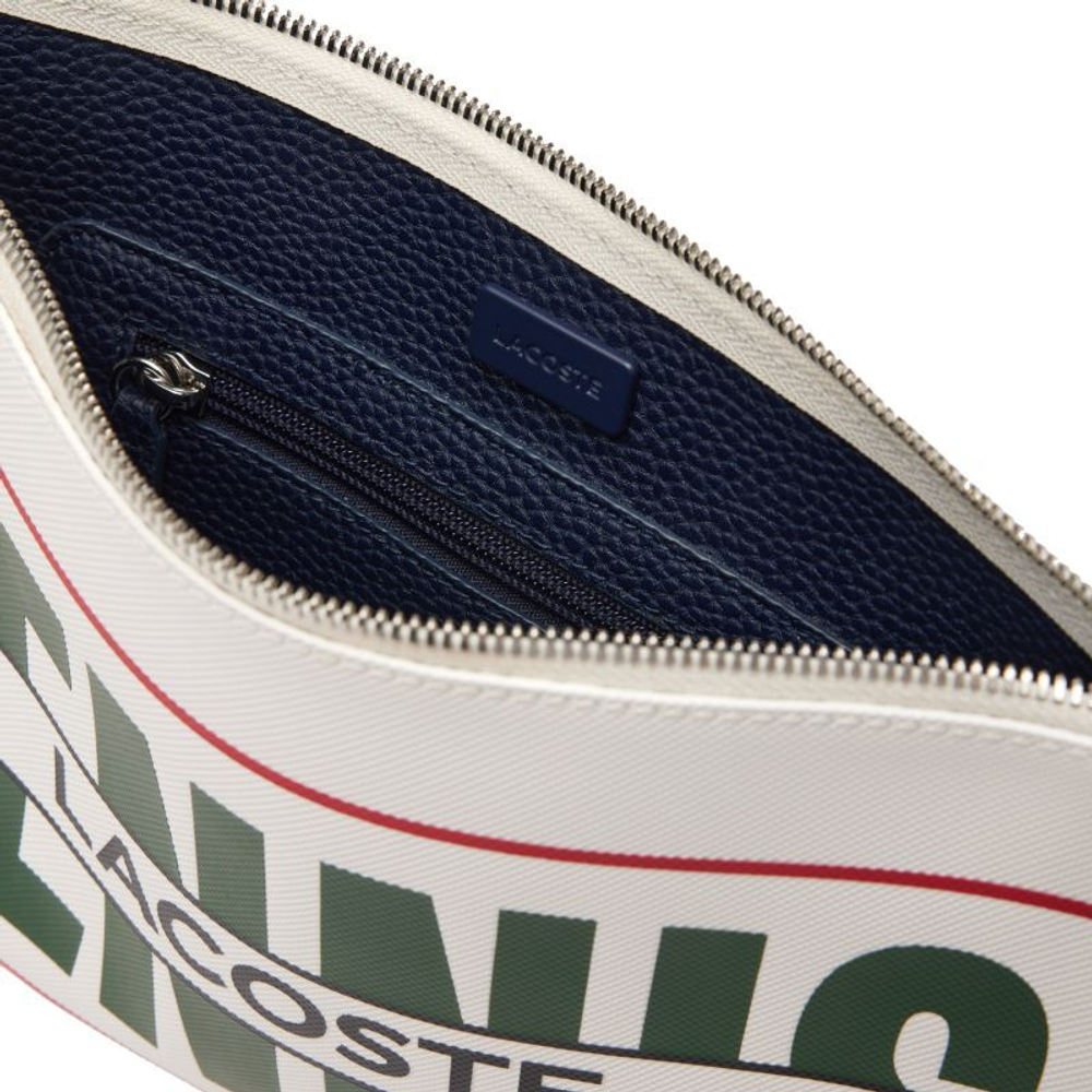 Lacoste Print Canvas Clutch - white/green