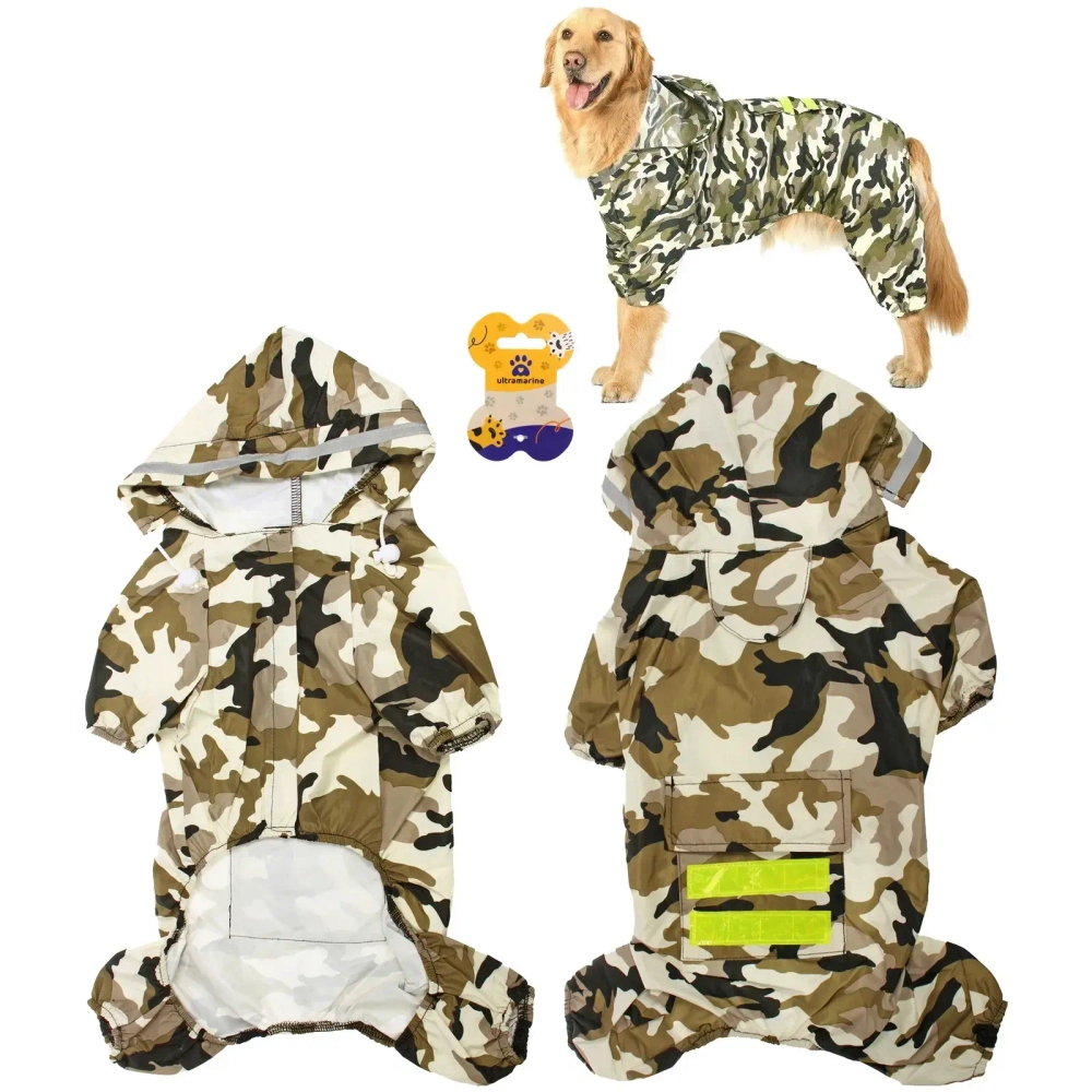 Дождевик для крупных пород собак «KOMFORT», принт хаки, р XL