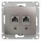 Розетка компьютерная 2-м Glossa RJ45 кат.5E механизм платина SE GSL001285KK
