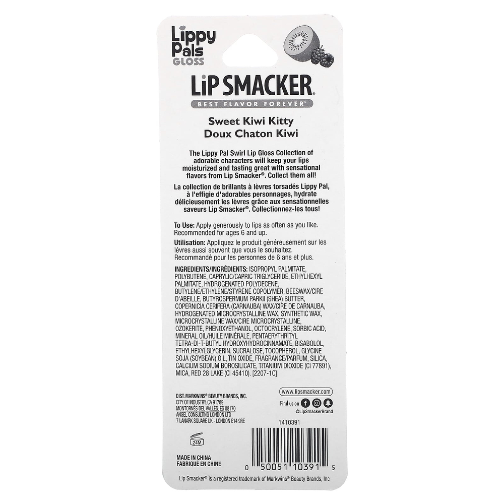 Lip Smacker, Lippy Pals, блеск для губ, Kitty, сладкий киви, 8,4 мл (0,28 жидк. унции)