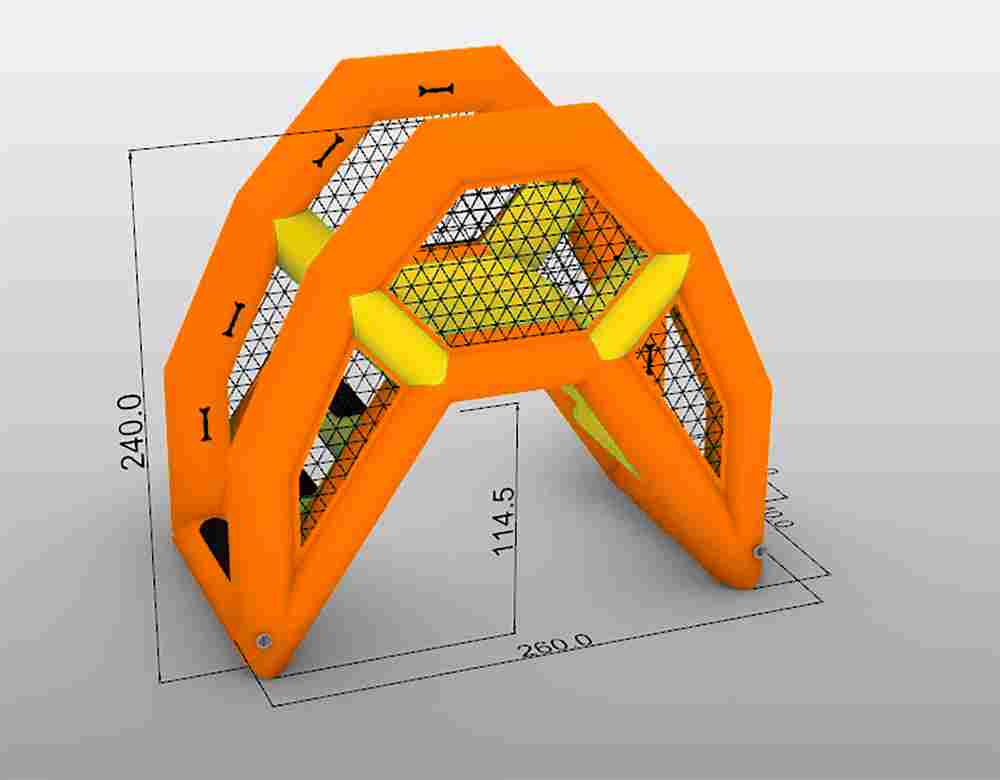 Надувная мини-лестница для бассейна из ПВХ, оранжевый, 2,6*1,4*2,4 м