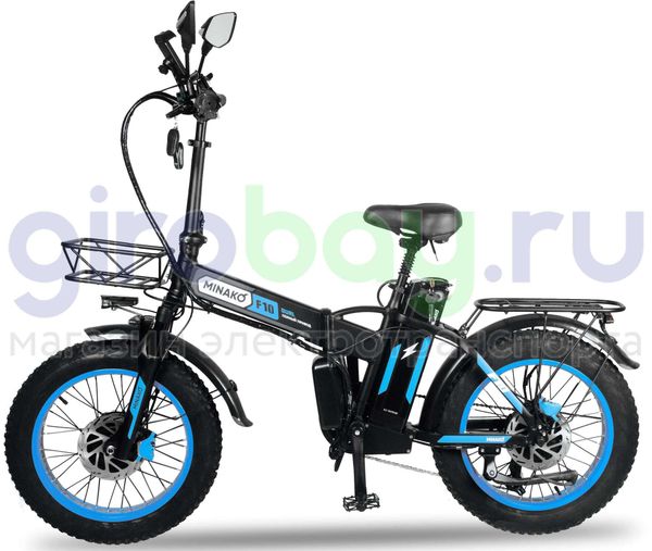 Электровелосипед Minako F10 Pro Dual 48V/20Ah (полный привод) 2025 года - Синий обод фото №2