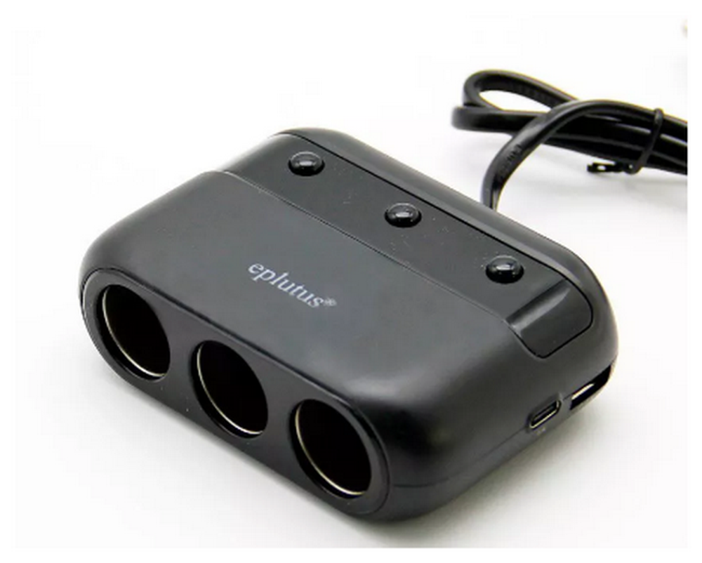 Разветвитель авто Eplutus FC-339 (2USB/3гн.) вольтметр