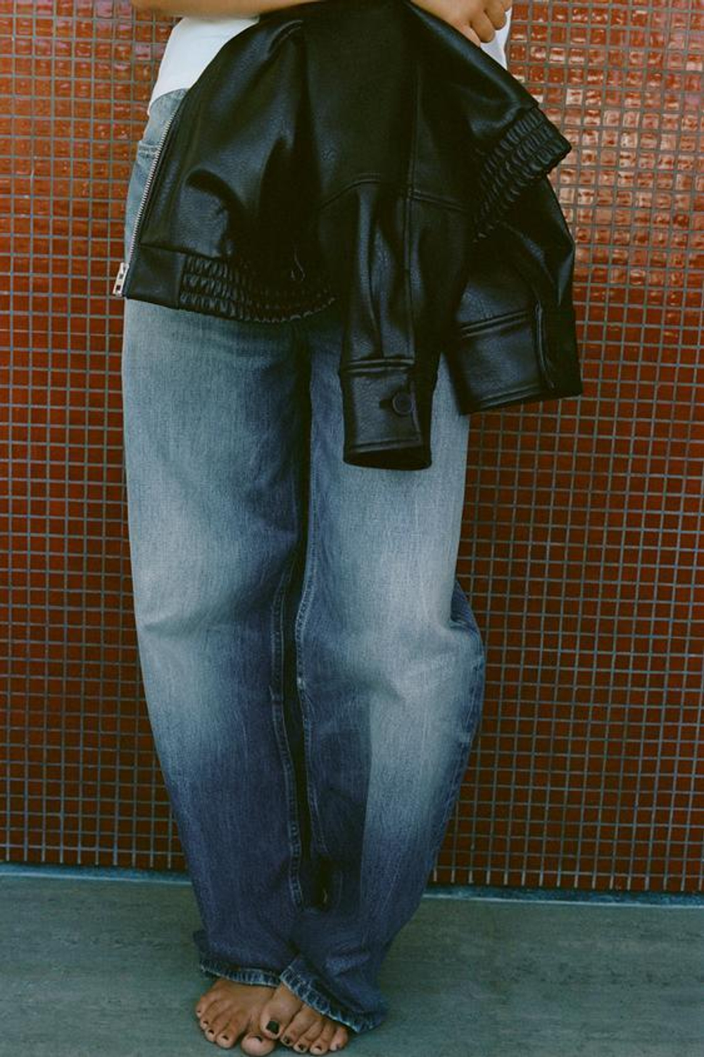 ZARA ДЖИНСЫ TRF RELAXED ОВЕРСАЙЗ С ВЫСОКОЙ ПОСАДКОЙ, СИНИЙ