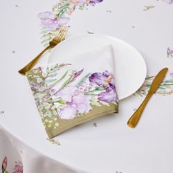 НАБОР САЛФЕТОК ИЗ 2-Х ШТ "ИРИСЫ",40Х40СМ, 100% ХЛОПОК,БЕЛЫЙ,ТВИЛ